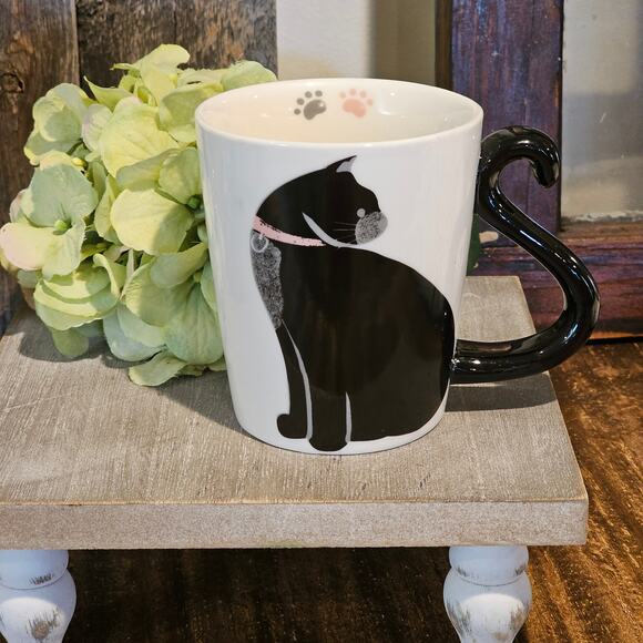 Retro Vintage Black Cat Coffee Mug with Tail Handle-Chasing LOLA-LTD Commodities - Picture 3 of 8